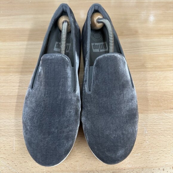FitFlop Superskate Velvet Gray Slip on Sneaker Flat Comfort Shoes Women's 8.5 - Picture 3 of 7